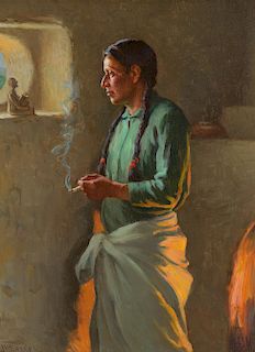 Joseph Henry Sharp (1859–1953): At a Pueblo Window