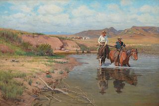 Richard Lorenz (1858–1915): Fording the Big Horn (1901)