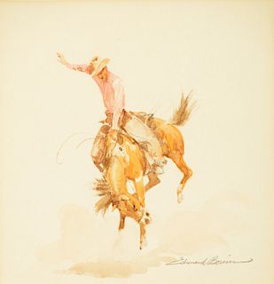 Edward Borein (1872–1945): Bucking Horse with Rider