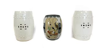 Group of 3 Porcelain Garden Stools.