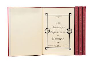 Lote de 4 libros con biografías de hombres notables.  Quesada Brandi, Manuel (Editor).  Los Hombres Prominentes de México. Piezas: 4.
