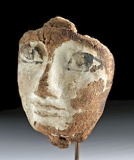 Egyptian 18th Dynasty Wood Carved Sarcophagus Mask