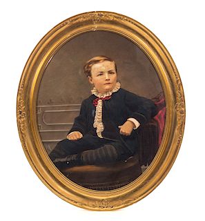 Oval Portrait of a Young Man Seared in Older Gold Frame