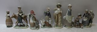 LLADRO. Grouping of 8 Country Folks Porcelain.