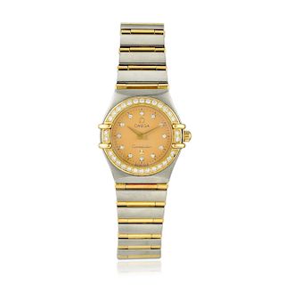OMEGA Ladies Constellation Ref. 1267.15.00 with Diamond Bezel and Dial in 18K Gold and Steel