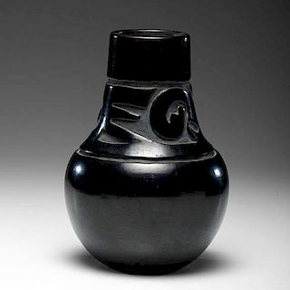 Margaret Tafoya (Santa Clara, 1904-2001) Carved Blackware Jar 