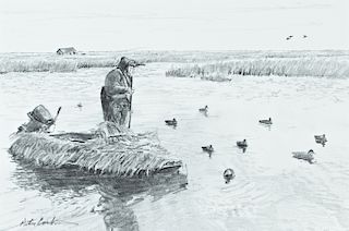 Peter Corbin (b. 1945) Two Duck Hunting Drawings