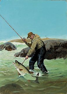 Lynn Bogue Hunt (1878-1960) Striped Bass Fishing