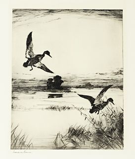 Frank W. Benson (1862-1951) Two Black Ducks