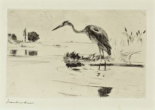 Frank W. Benson (1862-1951) Heron Fishing