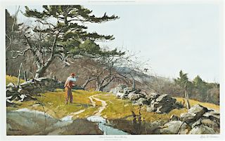 Ogden M. Pleissner (1905-1983) Hillside Orchard - Grouse Shooting