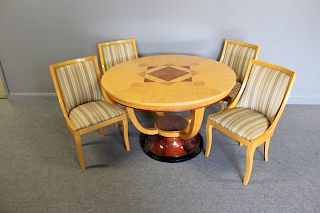 Art Deco Inlaid Table and 4 Chairs.