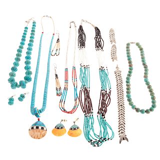 A Collection of Turquoise & Sterling Jewelry