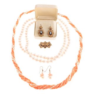A Victorian Set in 9K along with Coral & Pearls