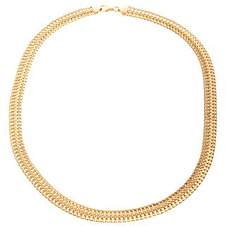 A Ladies Flat Braided Necklace in 14K Gold