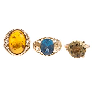A Trio of Ladies Gemstone Rings in Gold
