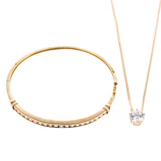 A Necklace & Bracelet with Cubic Zirconia in 14K
