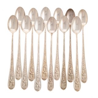 12 Stieff "Corsage" Sterling Iced Tea Spoons