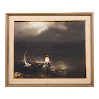 Arthur Upelnieks. Fisherman at Night