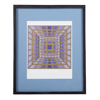 Victor Vasarely. Lavender and Gold Op-Art