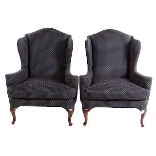 Pair of Drexel Heritage Upholstered Wing Chairs