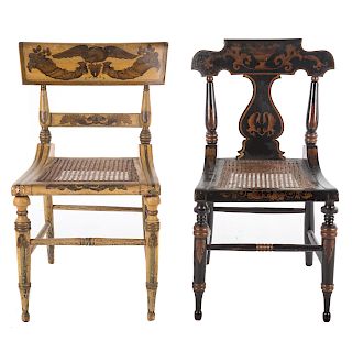Two American Classical Painted Side Chairs