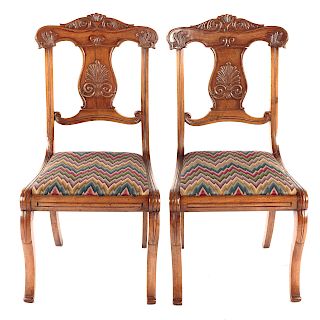 Pair Italian Beechwood Side Chairs