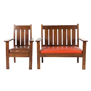 Rittencraft Oak Mission Sofa and Arm Chair