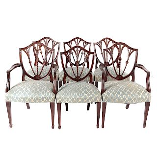 Set of Six Baker Sheraton Style Dining Chairs