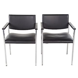Pair of Steel Case Armchairs