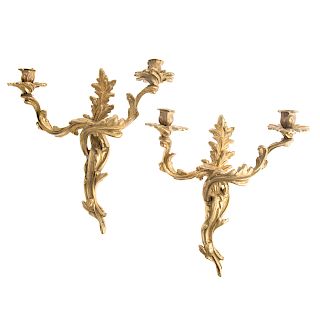 Pair Louis XV Style Cast Brass Sconces