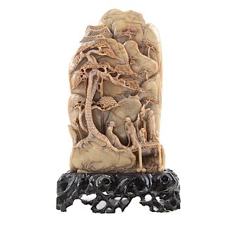 Chinese Carved Soapstone Mountain