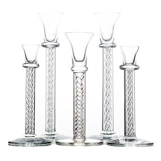 Eight Continental Air Twist Glass Candlesticks