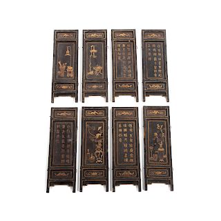 Chinese Miniature Lacquer and Wood Table Screen