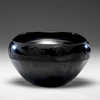 Maria Martinez (San Ildefonso, 1887-1980) Blackware Bowl 