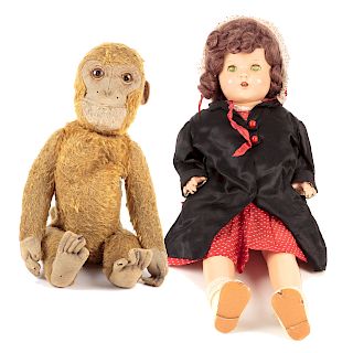 Vintage Mohair Monkey & Composition Doll