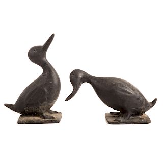 Pair Cast Iron Duck Lawn Figures