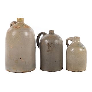 Three Salt Glazed Stoneware Jugs