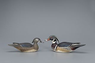 Wood Duck Pair of Decoys, Oliver "Tuts" Lawson (b. 1938)