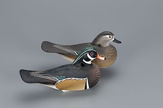 Wood Duck Pair of Decoys, Charlie "Speed" Joiner (1921-2015)