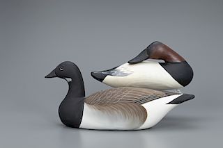 Brant and Preening Canvasback Decoys, Charlie "Speed" Joiner (1921-2015)