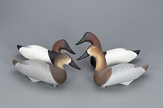 High-Head and Low-Head Canvasback Decoys, Charlie "Speed" Joiner (1921-2015)