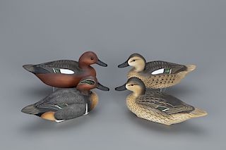 Two Pairs of Teal Decoys, Charlie "Speed" Joiner (1921-2015)