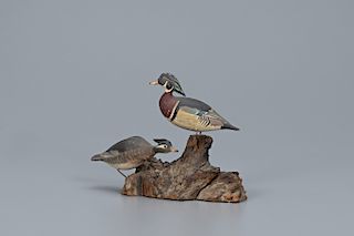 Miniature Wood Duck Pair, Russ E. Burr (1887-1955)