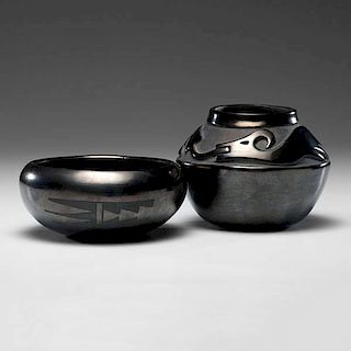 Juanita Gonzales (San Ildefonso, 1909-1988) Blackware Jars 
