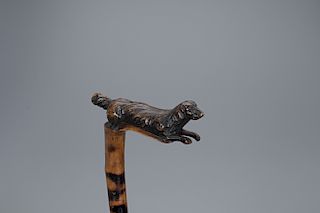 Cane with Running Retriever on Handle