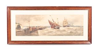 Thomas Bush Hardy, Watercolor, Harbor Scene