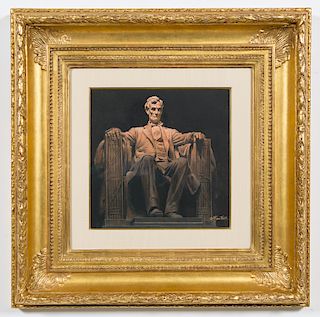 Morton Kunstler, 'Lincoln Memorial' Gouache/Board