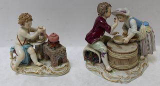 MEISSEN. 2 Antique Porcelain Figural Groups.
