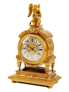 A Régence Style Gilt Bronze Clock